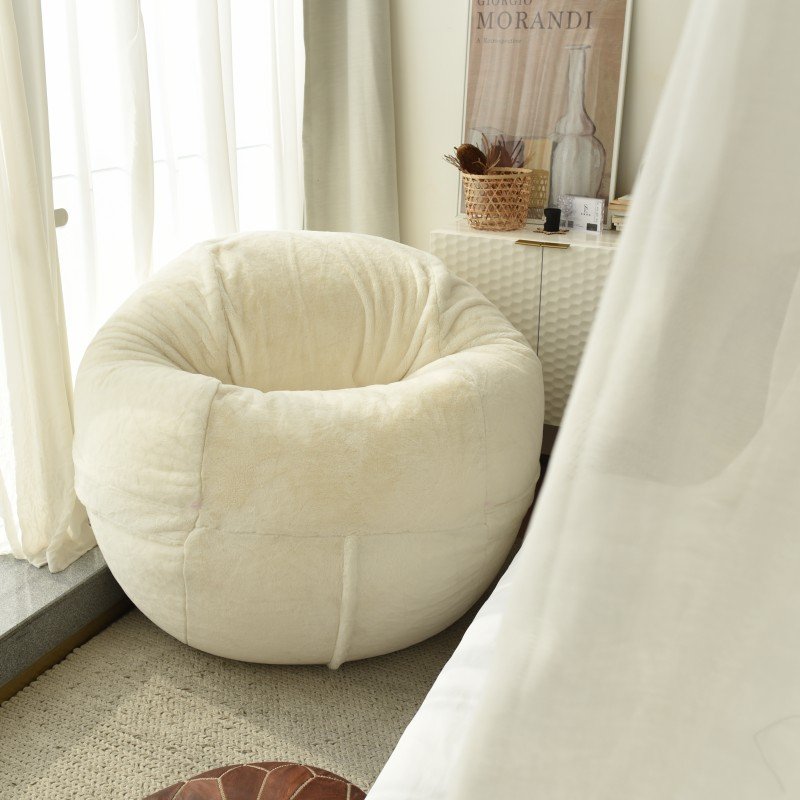 Asian Minimalist Craftsman Office Home Decor Compressed Foam Sofa Faux Fur Bean Bag Chair