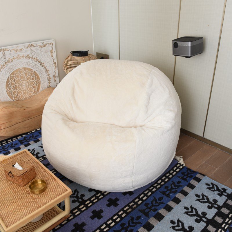 Asian Minimalist Craftsman Office Home Decor Compressed Foam Sofa Faux Fur Bean Bag Chair
