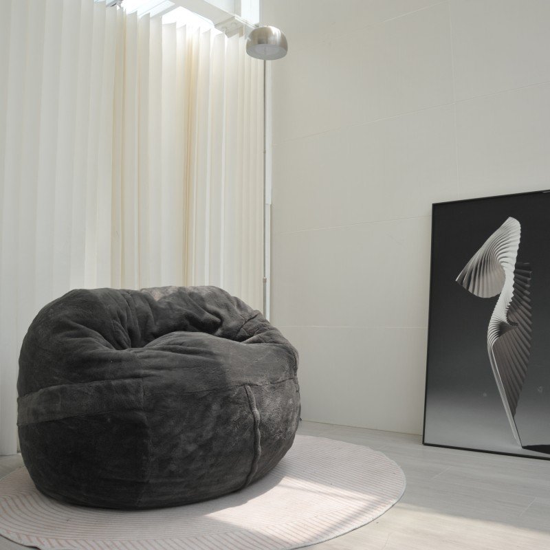 Asian Minimalist Craftsman Office Home Decor Compressed Foam Sofa Faux Fur Bean Bag Chair