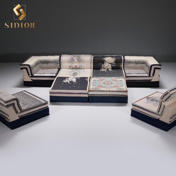 Italian sectional sofa living room furniture modern corner sofa sectional mah jong sofa
