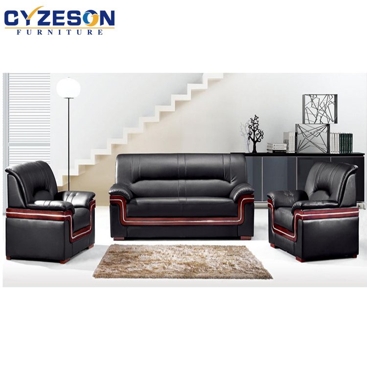 wholesale price Exquisite Classic Design Black PU Leather Office Sofa