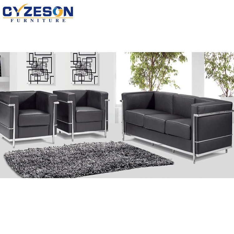 wholesale price Exquisite Classic Design Black PU Leather Office Sofa