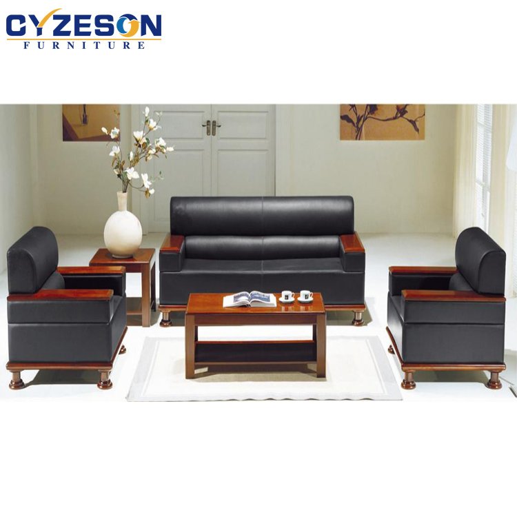 wholesale price Exquisite Classic Design Black PU Leather Office Sofa