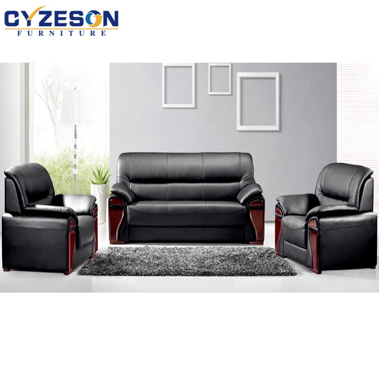 wholesale price Exquisite Classic Design Black PU Leather Office Sofa