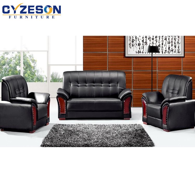 wholesale price Exquisite Classic Design Black PU Leather Office Sofa