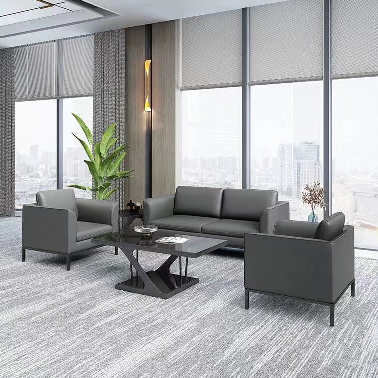 Guangdong modern office waiting reception sectional sofas office leather sofa set furniture