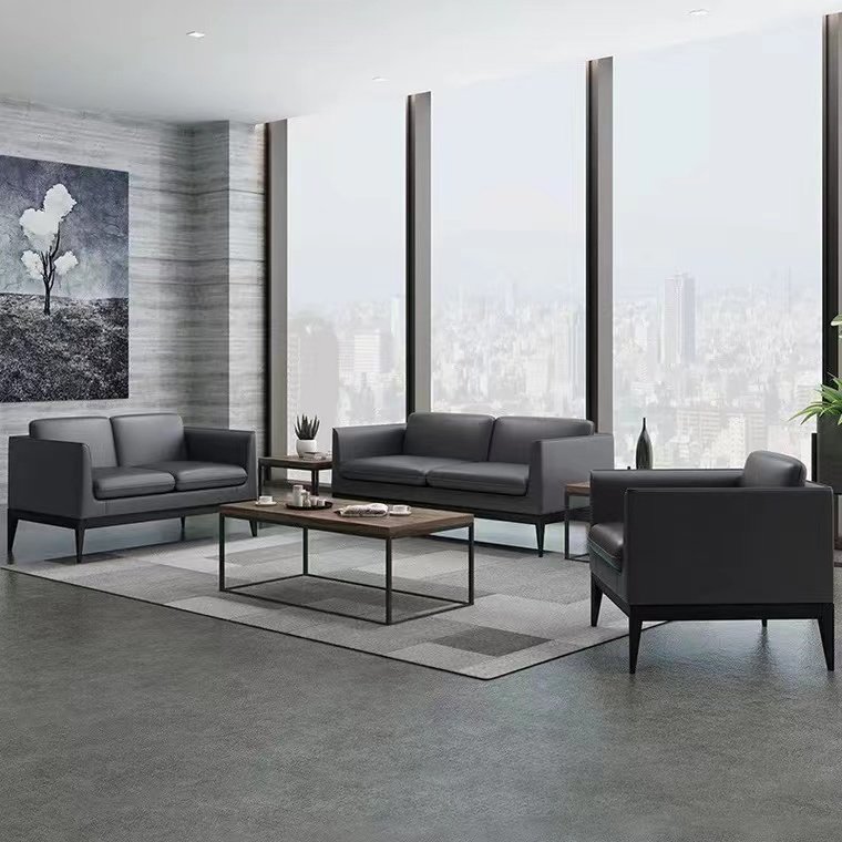 Guangdong modern office waiting reception sectional sofas office leather sofa set furniture