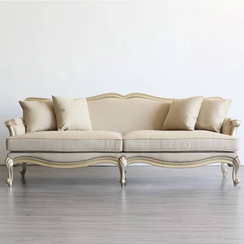 modern simple high-end light luxury carved solid wood fabric sofa