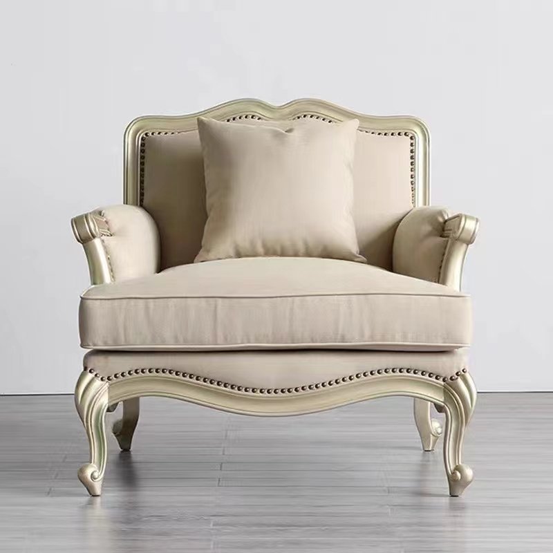 modern simple high-end light luxury carved solid wood fabric sofa