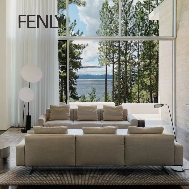 Professional Manufacturing Luxurious Modern Italian Style Corner Sofa Set Wood Sectional for Living Room Use