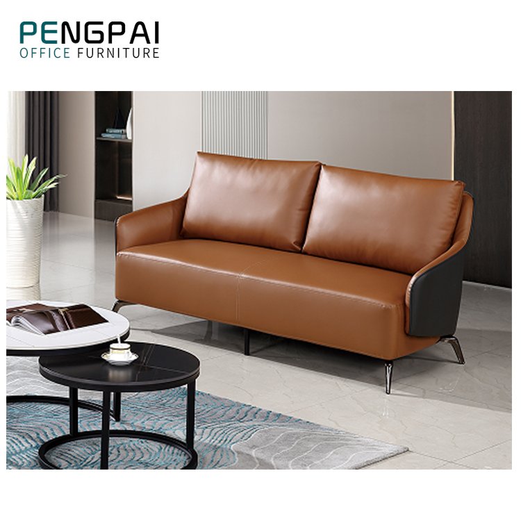 PengPai Simple Design Executive Office Sofa Commercial Waiting Area Leather Office Sofa Set Furniture
