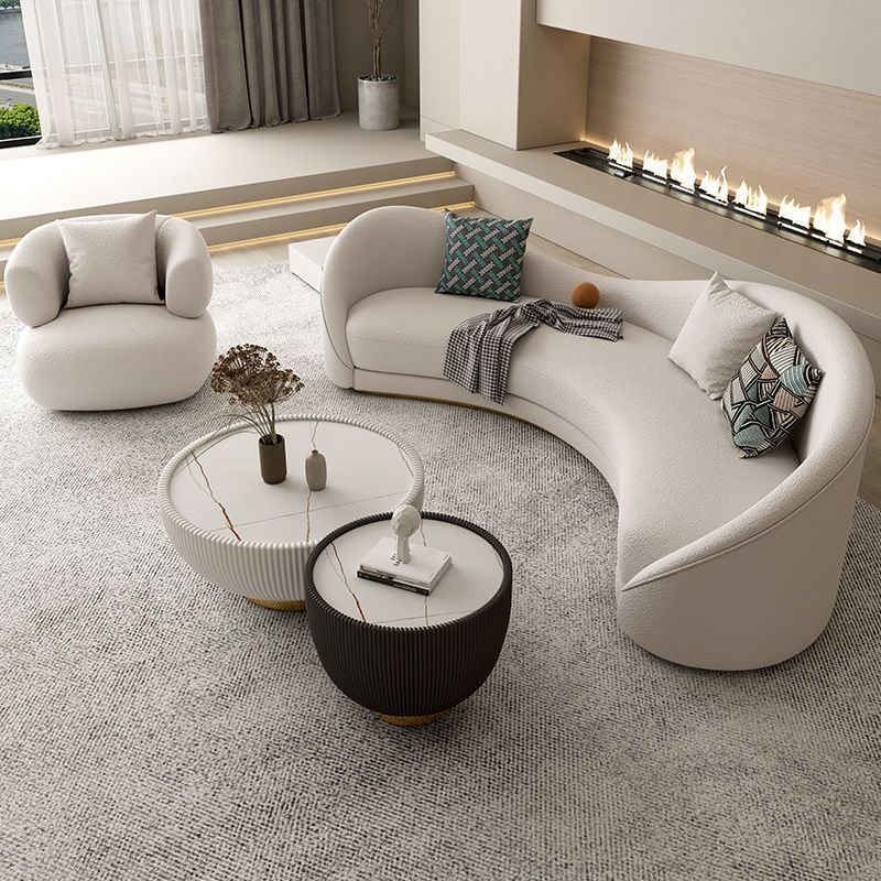 Light Luxury Technology Fabric Curved Office Sofa for Small Unit for Nordic Beauty Salon Clothing Store Reception Rest Area