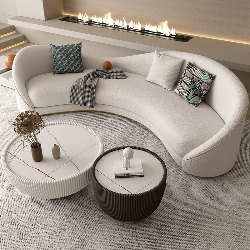Light Luxury Technology Fabric Curved Office Sofa for Small Unit for Nordic Beauty Salon Clothing Store Reception Rest Area