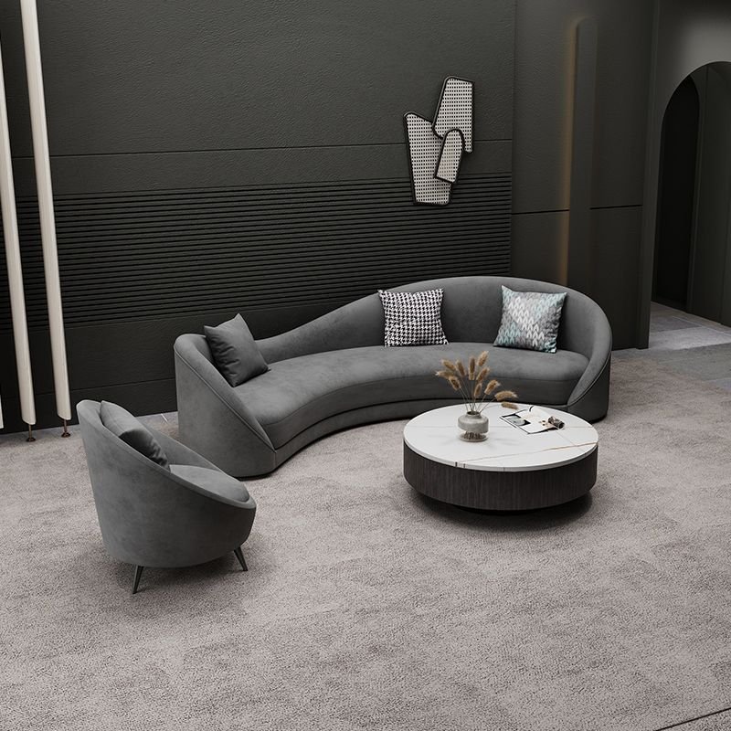 Light Luxury Technology Fabric Curved Office Sofa for Small Unit for Nordic Beauty Salon Clothing Store Reception Rest Area