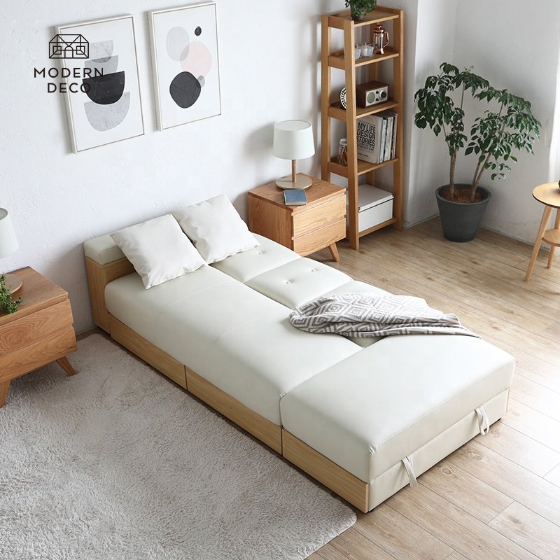 SS-001 Modern Deco L shape 3 seater convertible couch futon sofabed corner sofa bed with storage