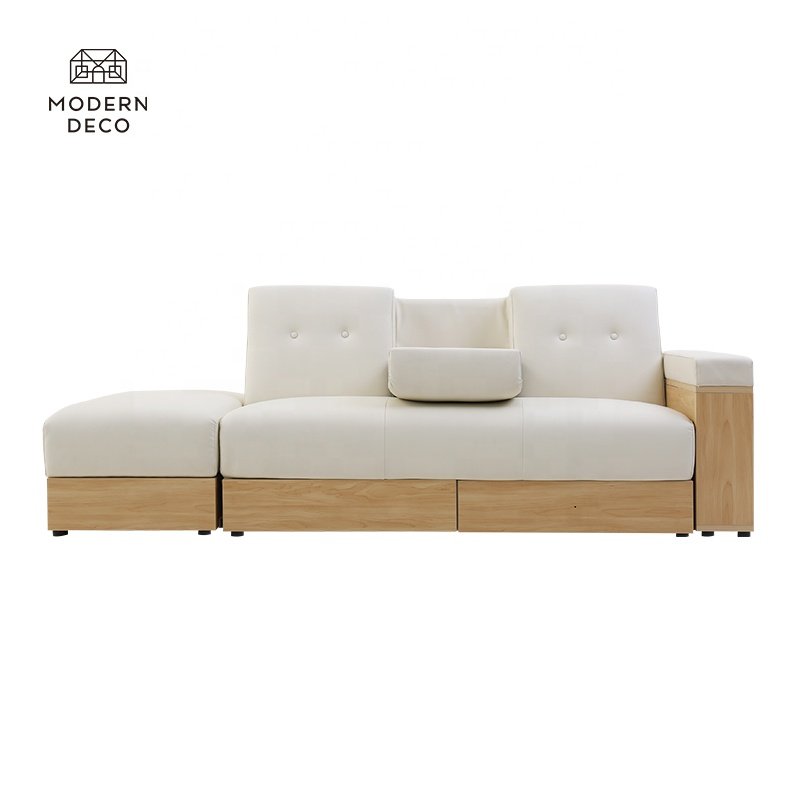 SS-001 Modern Deco L shape 3 seater convertible couch futon sofabed corner sofa bed with storage