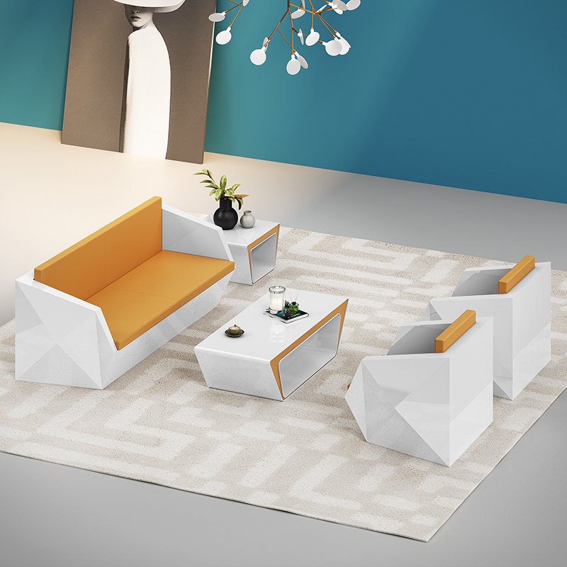 Business meeting hall sofa diamond shaped office sofa and coffee table combination