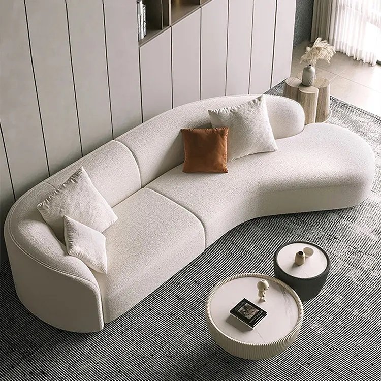 Modern 2 Seater Home Theater Furniture Salas Sofa Set teddy Boucle Couches Recliner Corner Curved Sofa For Living Room