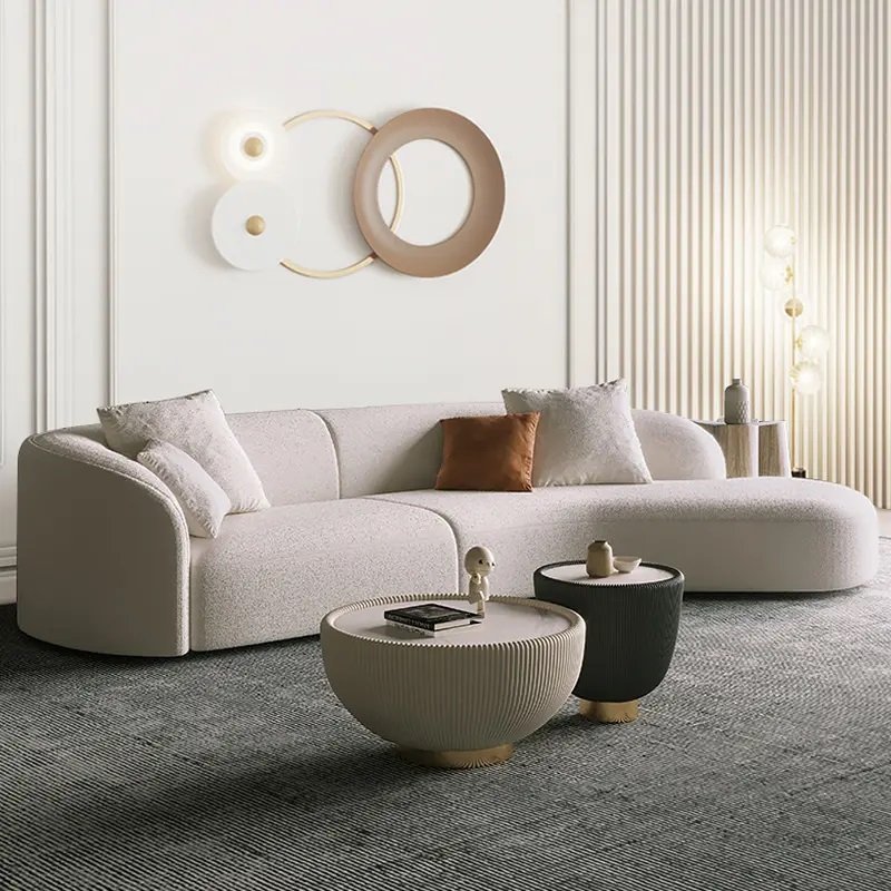 Modern 2 Seater Home Theater Furniture Salas Sofa Set teddy Boucle Couches Recliner Corner Curved Sofa For Living Room