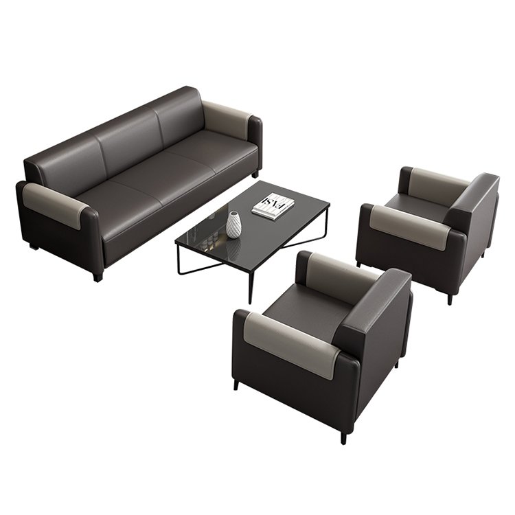 Commercial Furniture General Use And Synthetic Leather Material Grey Sectional Office Sofa Sets
