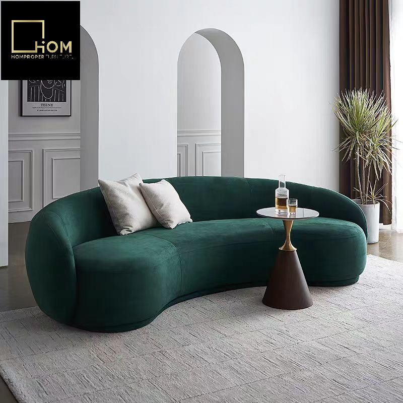 High-definition French cashew moon sofa cream wind Netflix designer models wabi-sabi style living room fabric curved sofa