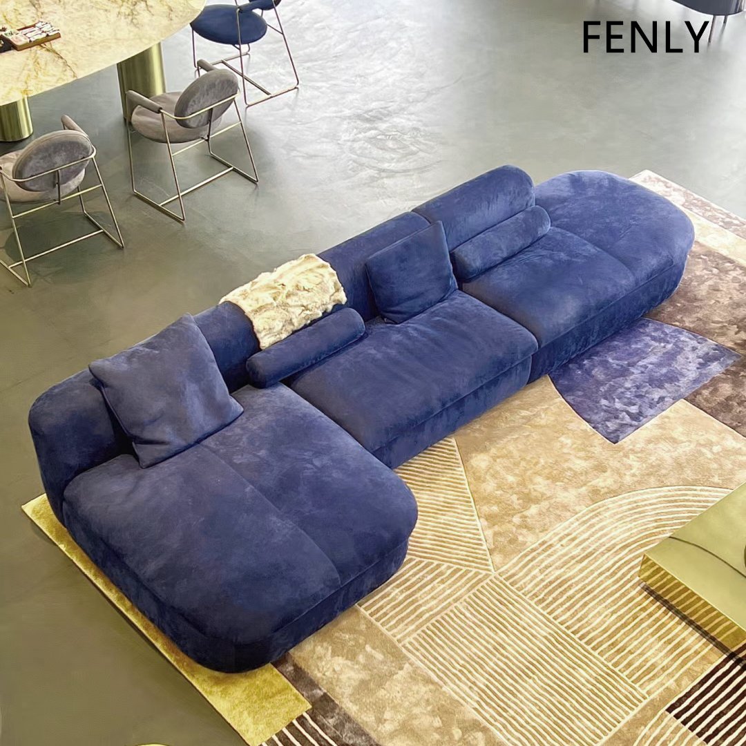 Baxter Modern Home Living Room Villa Furniture Italian Fabric Corner Sofa Set L Shape Sectional Genuine Leather Wood Material
