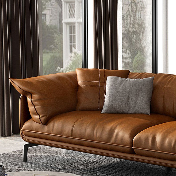 OKF Customized whole house furniture minimalism sectional sofa living room furniture 3 4 seat luxury leather italian sofa