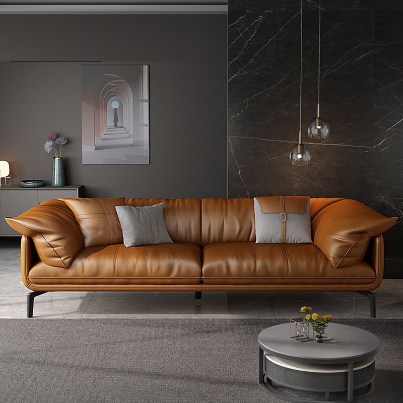 OKF Customized whole house furniture minimalism sectional sofa living room furniture 3 4 seat luxury leather italian sofa
