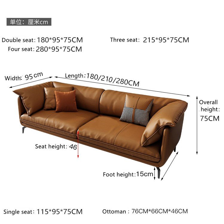 OKF Customized whole house furniture minimalism sectional sofa living room furniture 3 4 seat luxury leather italian sofa
