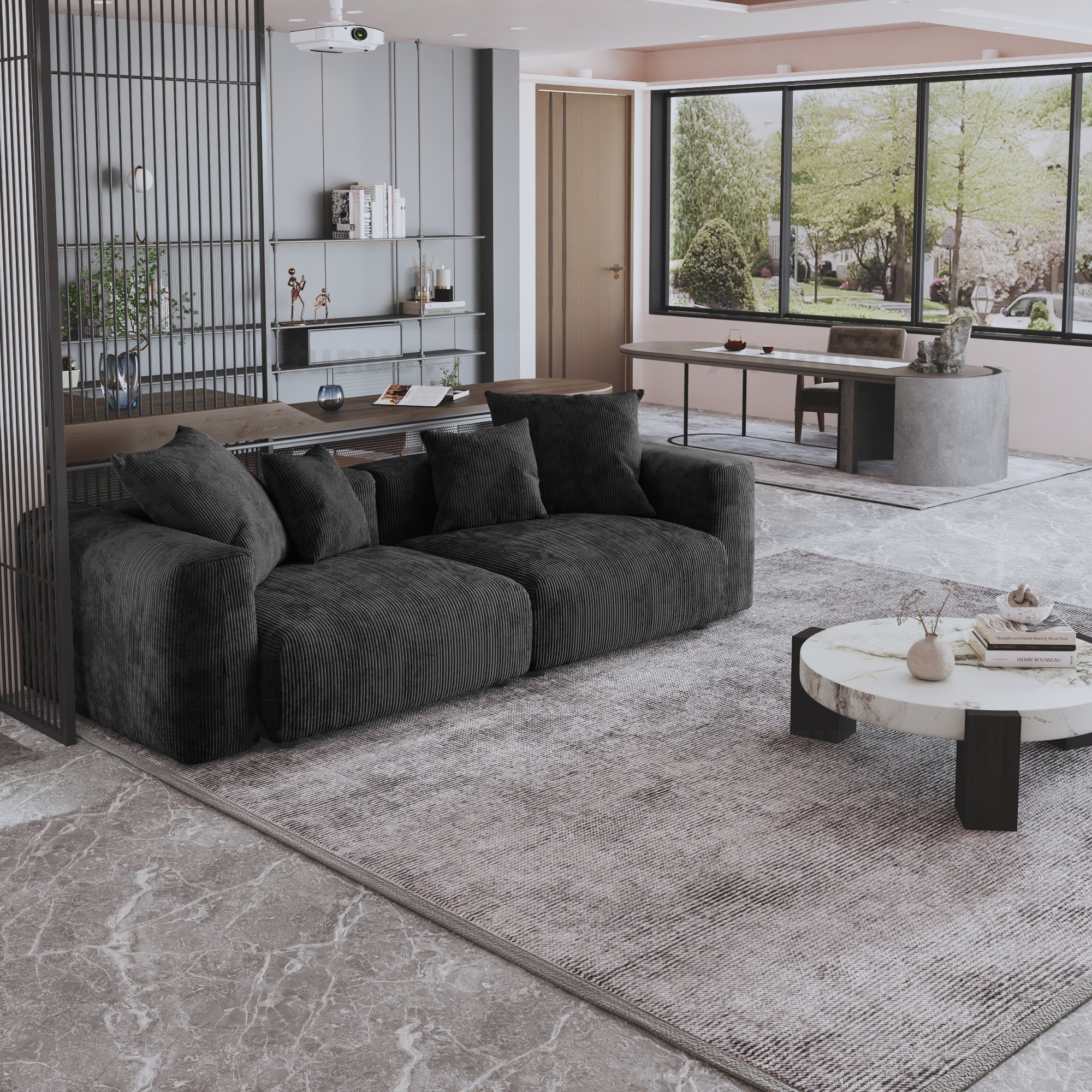 ATUNUS American Big Square Modular Sectional Sofa Couch Set Vintage Home Hotel Furniture Large Sofa Corduroy Fabric Sofa Set
