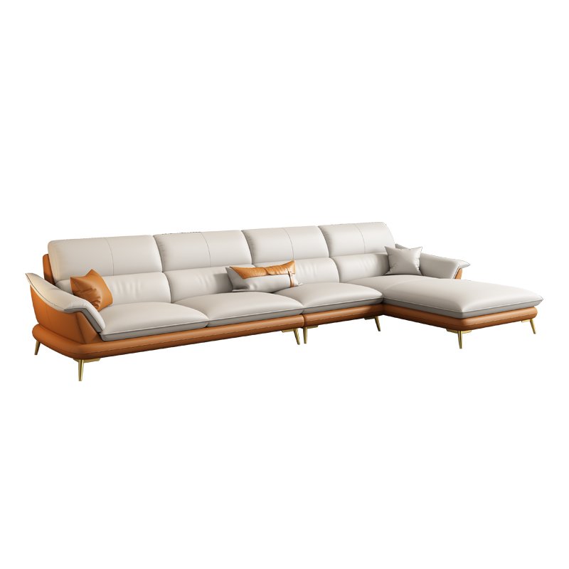 Light luxury leather sofa living room modern simple high-end luxury sofa living room first layer cowhide corner combination new