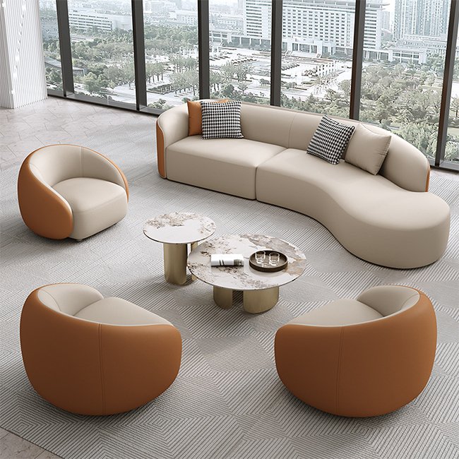 Modern Office Waiting Leather Curved Modular Lounge Visitor Sofas Sets Living Room Sofa Customizable Colors Sizes Styles
