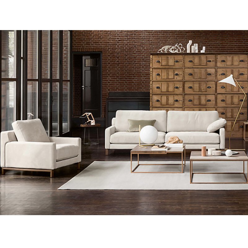 Office Hotel Furniture Genuine Leather Fabric Living Room Love-Seat Leisure Lounge Sofa
