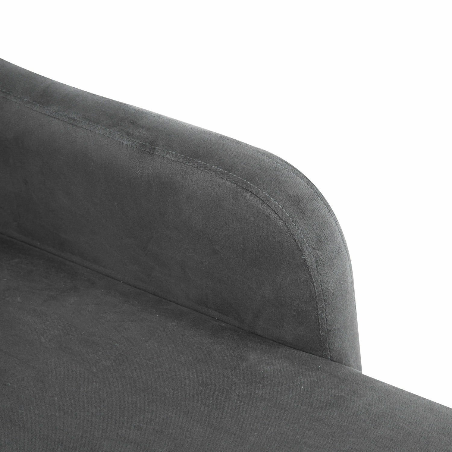 Fashion Durable Plush Cloth Upholstered Chaise Longue Sofa w/ Bolster Cushion Grey