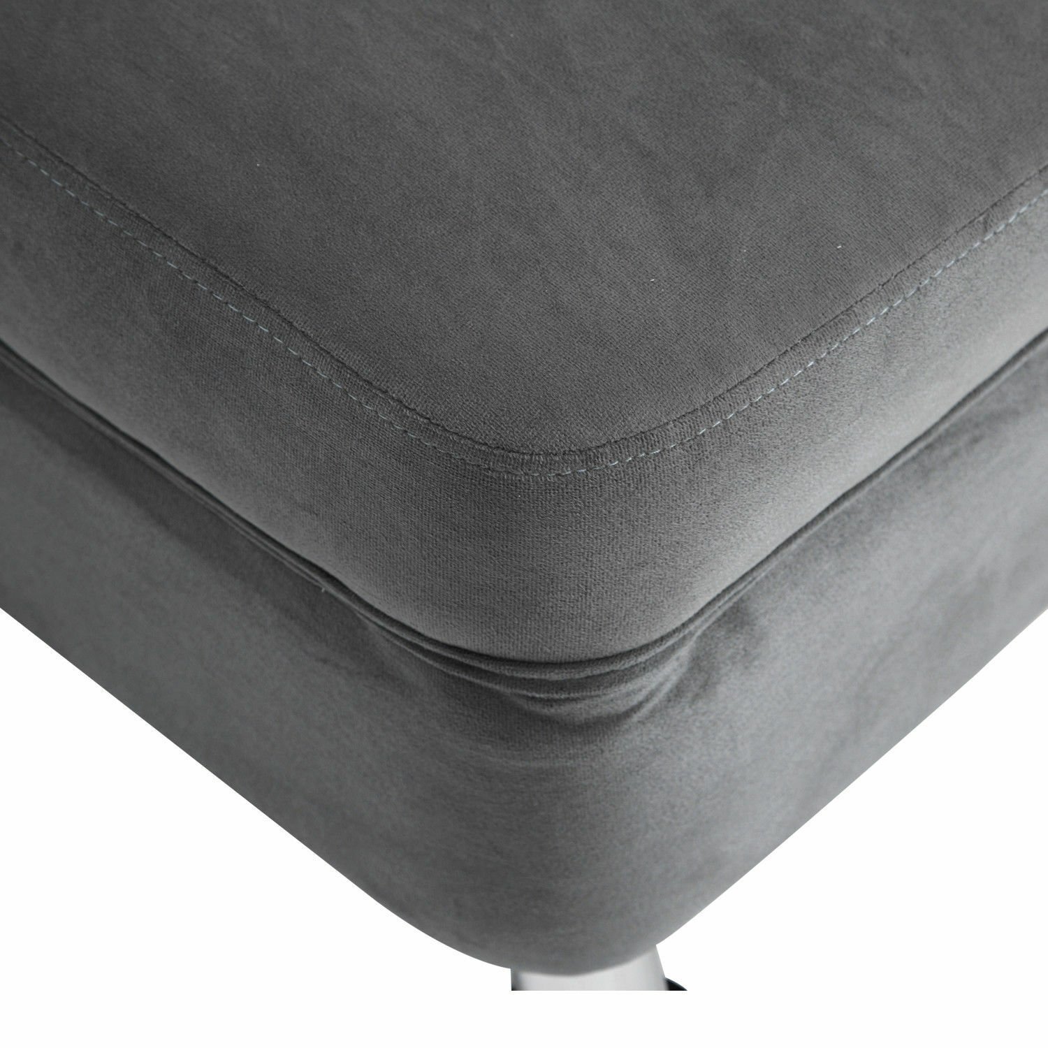 Fashion Durable Plush Cloth Upholstered Chaise Longue Sofa w/ Bolster Cushion Grey