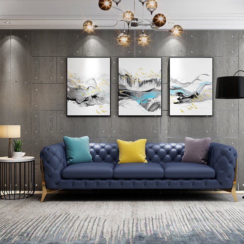 Home furniture Chesterfield Design Royal Luxury Gold foot Living Room Leather Velvet Sofa set