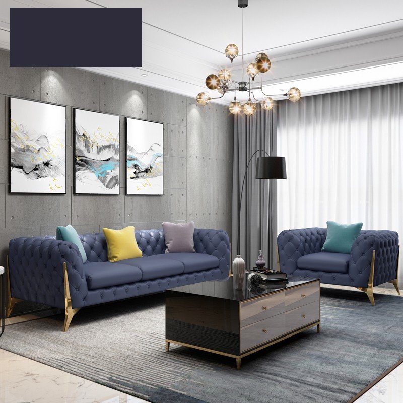 Home furniture Chesterfield Design Royal Luxury Gold foot Living Room Leather Velvet Sofa set