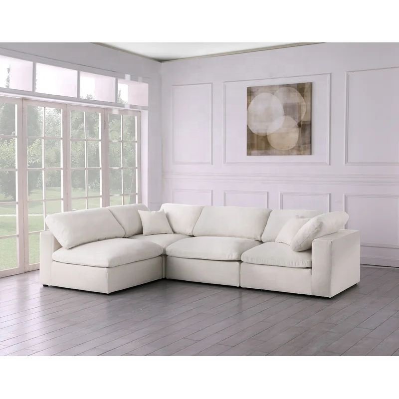 White Leather Cloud Modular Sectional Furniture Sofa Set Cloud Couch Modular Sofa Sectional