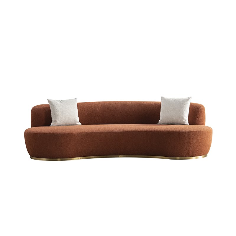Nordic Style Modern Luxury Home Furniture Couch Curved Stainless Leg Living Room Fabric Sofa