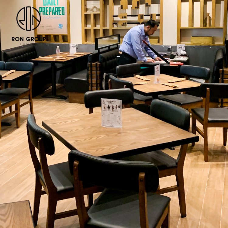 Wholesale custom booth sofa coffee shop fast food Commercial cafe wooden restaurant bench sofa furniture table booth seating set