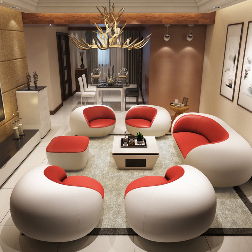 Modern Creative White Administrative Fabric Black CeO Leisure Sofa Leather Leisure Reception Tourist Set Waiting Office Sofa