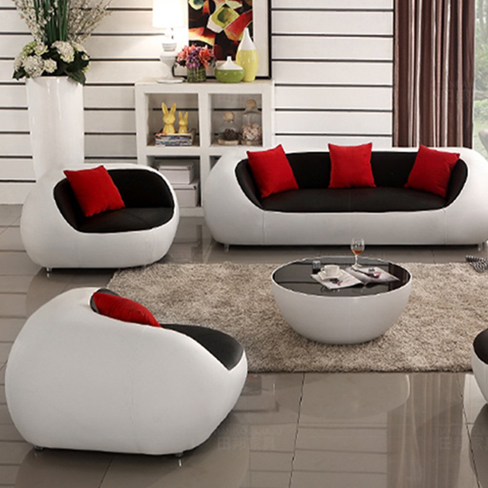 Modern Creative White Administrative Fabric Black CeO Leisure Sofa Leather Leisure Reception Tourist Set Waiting Office Sofa