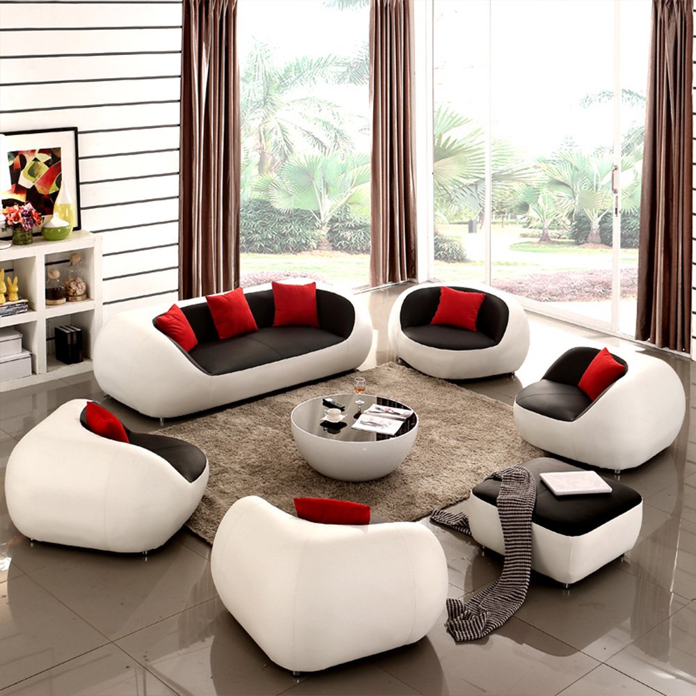 Modern Creative White Administrative Fabric Black CeO Leisure Sofa Leather Leisure Reception Tourist Set Waiting Office Sofa