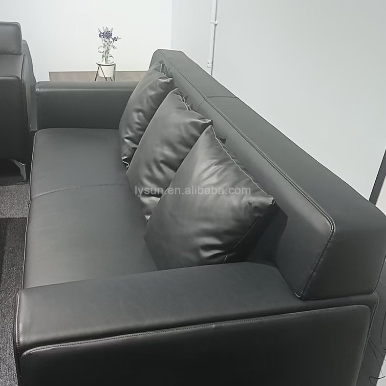 Modern design black PU Visitor Guest Reception Office Modular Leather Sofa Furniture