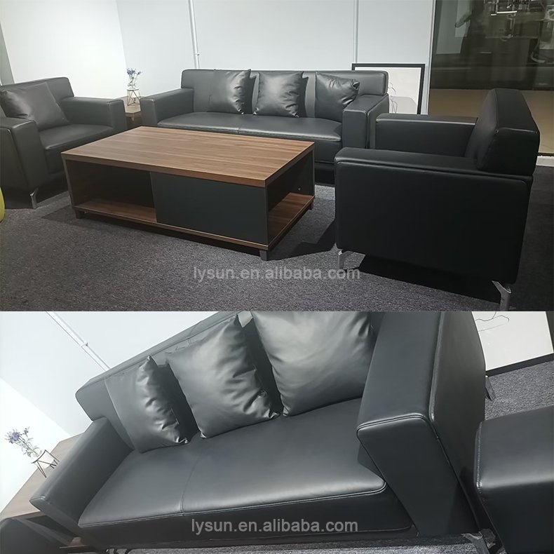Modern design black PU Visitor Guest Reception Office Modular Leather Sofa Furniture