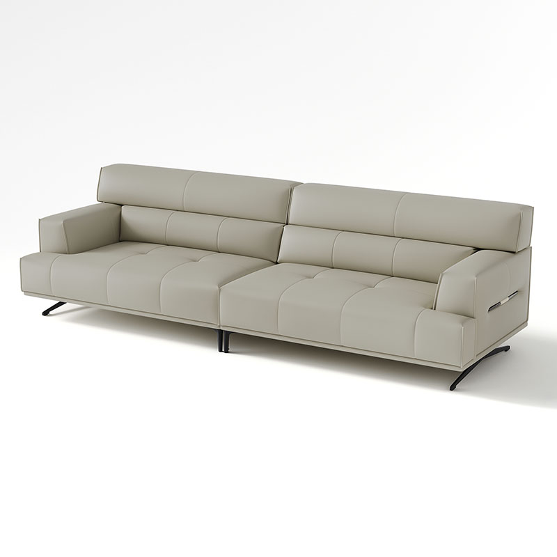 AOMISI CASA Minimalist leather sofa with cowhide top layer modern small unit living room grey corner combination luxury sofa