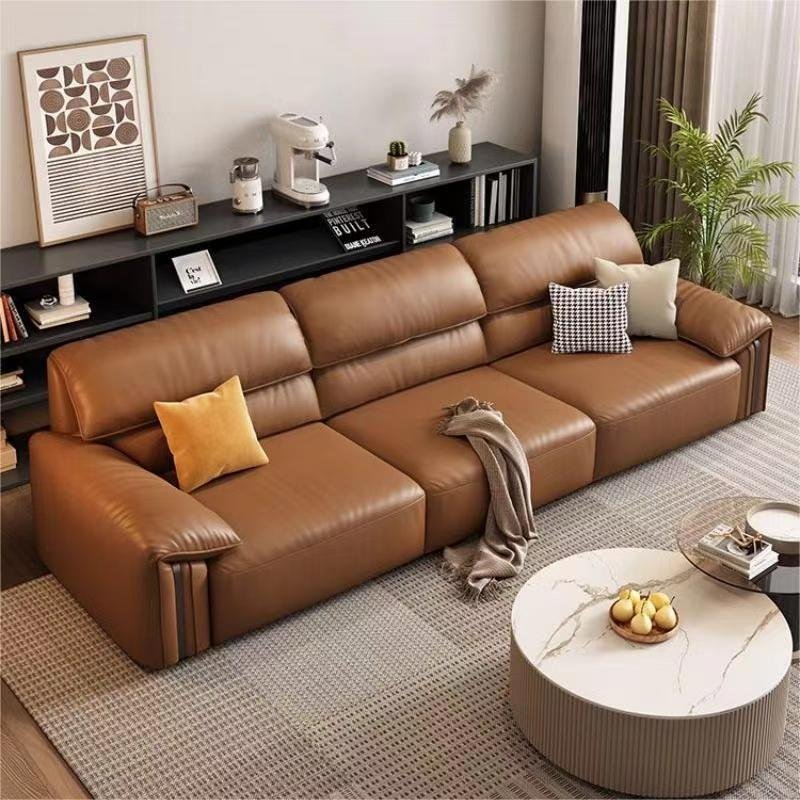 Italian Extreme Simply Row Living Room Sectional Sofa Genuine Cowhide Elephant Ears Feathered Head Modular Bed for Hotels