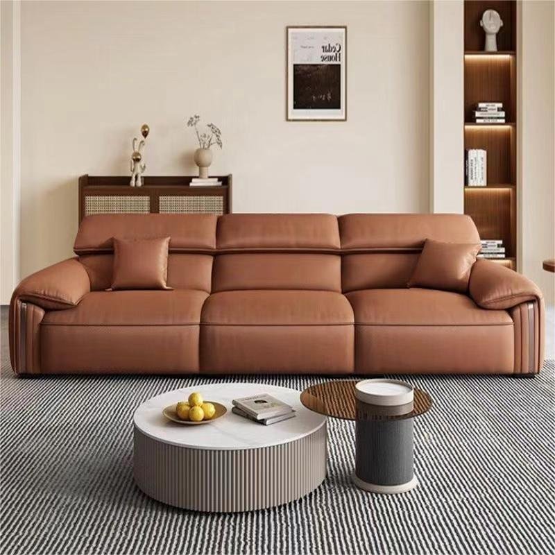 Italian Extreme Simply Row Living Room Sectional Sofa Genuine Cowhide Elephant Ears Feathered Head Modular Bed for Hotels