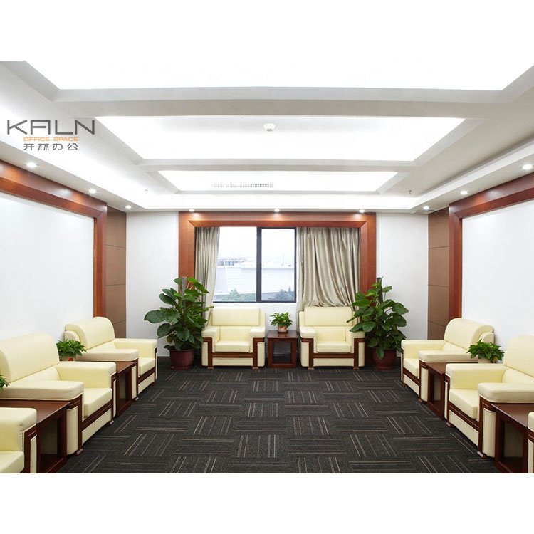 Rest area Modern Office Sofa Set Genuine Leather Material Office Furniture Reception Room