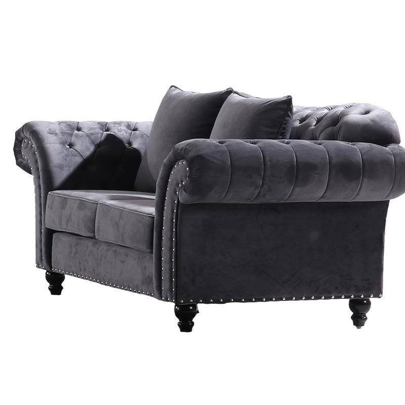 Double Seater Modern Style Home Lounge Curved Chesterfield Fabric Sofa Furniture